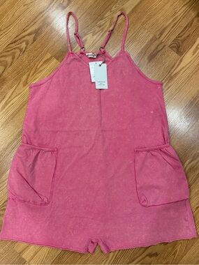 NWT Pink Sleeveless Romper with Front Pockets